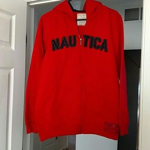 Red Nautica zip up hoody