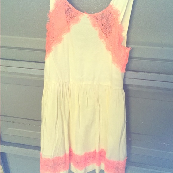 Free people cream and coral lace dress