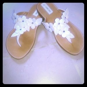White flat sandal