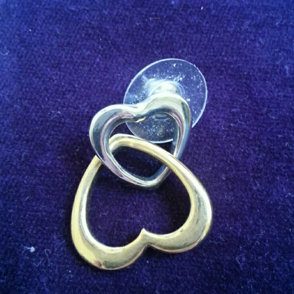 Gold and silver heart earrings - Picture 2 of 3