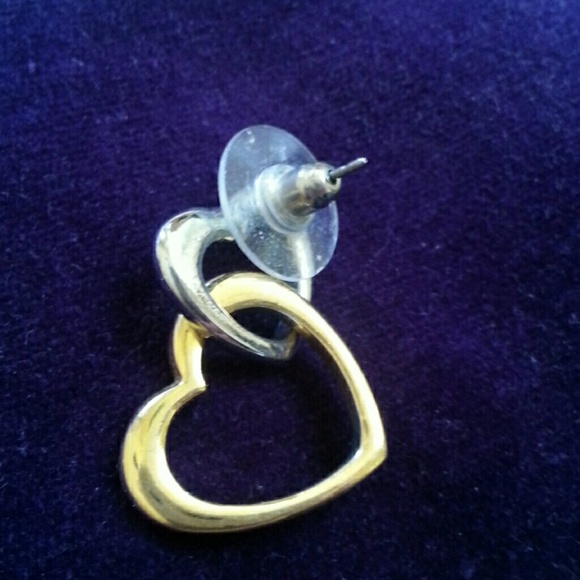 Gold and silver heart earrings - Picture 3 of 3