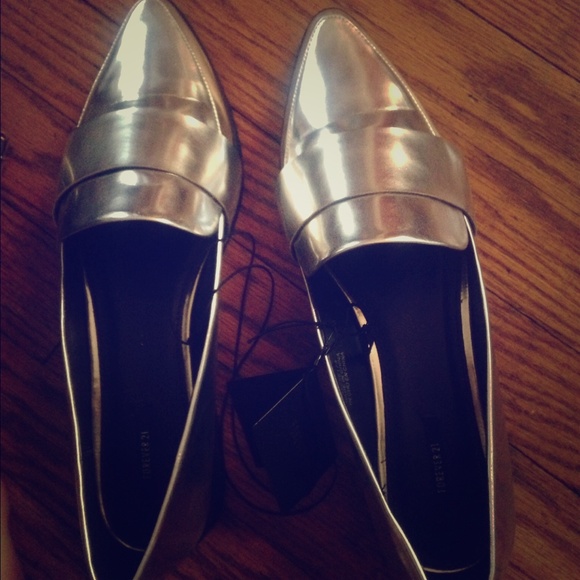 Metallic Silver Loafers