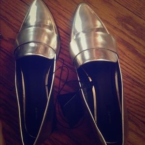 Metallic Silver Loafers