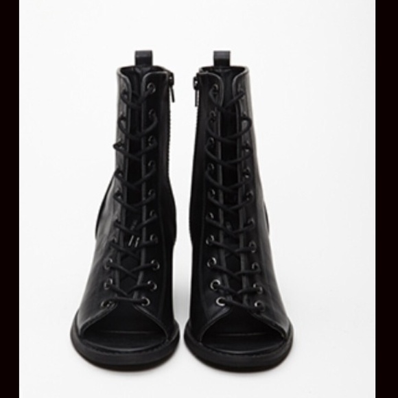 Lace-Up Peep-Toe Booties