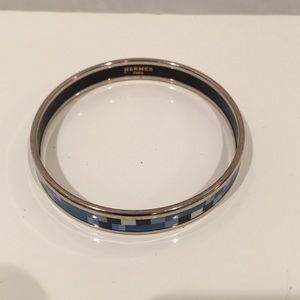 Hermes small blue/black geometric enamel bangle