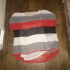 Cute red black and striped top