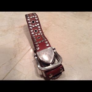 Leather belt with metal placs for men or women