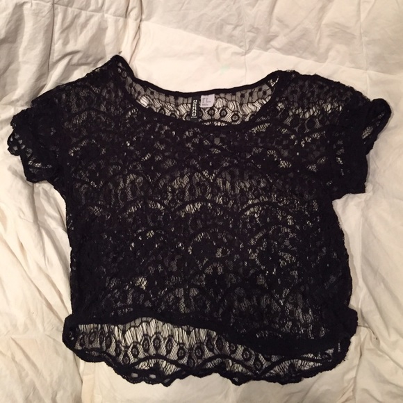 Black Lace Crop Top