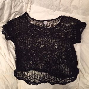 Black Lace Crop Top