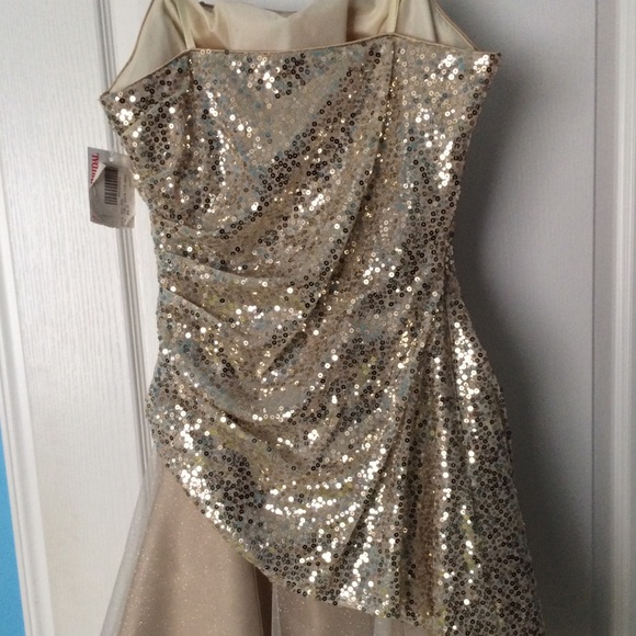Strapless formal gold sequin dress - Picture 2 of 4