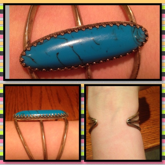 Sterling silver cuff with turquoise stone.
