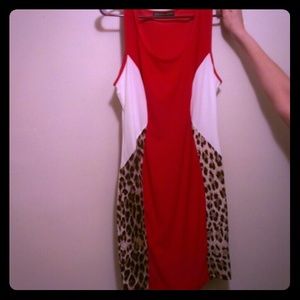 Red and white cheetah print dress