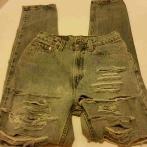 Distressed High Waist Light Wash Tapered Levi's