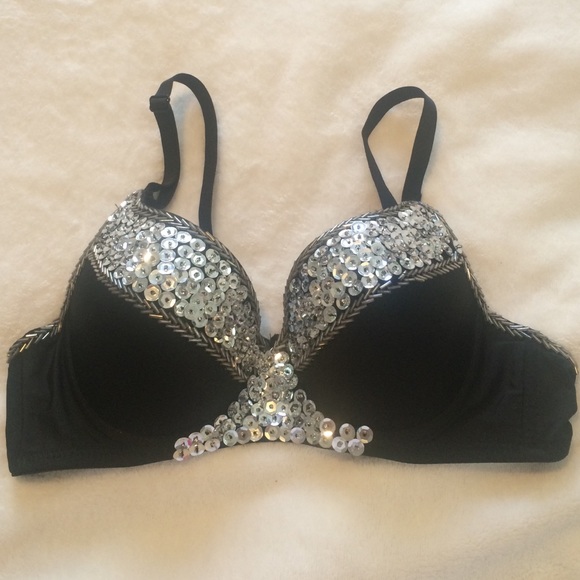 Black beaded bra