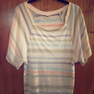 Free People- Watercolor Striped Super Soft Tee