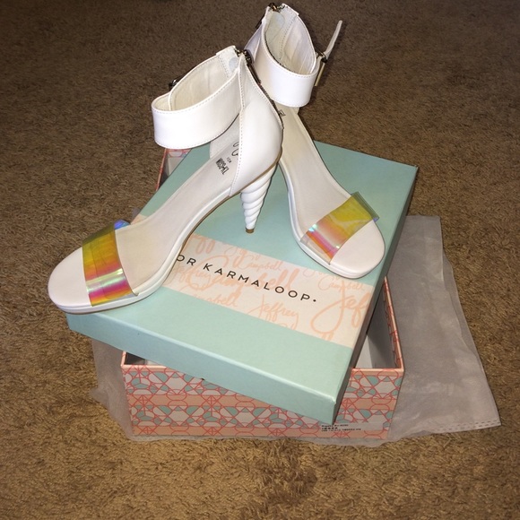 Jeffrey Campbell White iridescent Pegasus heels