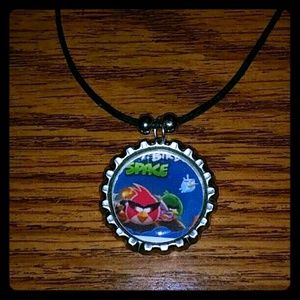 Angry birds space bottlecap necklace
