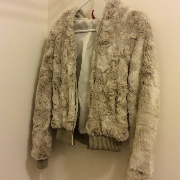 Tan Faux Fur Zip Jacket from H&M.