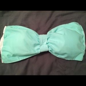 Bandeau bathing suit top teal bow