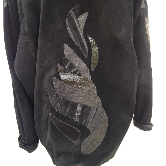 Flash Sale Black suede and leather jacket - Picture 2 of 4