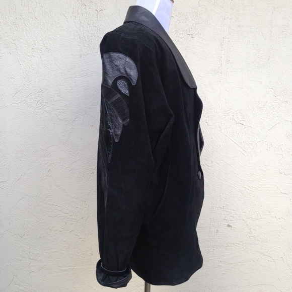 Flash Sale Black suede and leather jacket - Picture 3 of 4