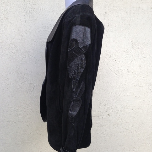 Flash Sale Black suede and leather jacket - Picture 4 of 4