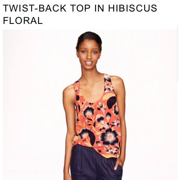J. Crew Twist Back Top in Hibiscus Floral - Picture 1 of 3