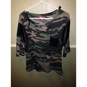 Leather camo top