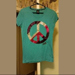 Sparkly Peace Sign PINK tee shirt