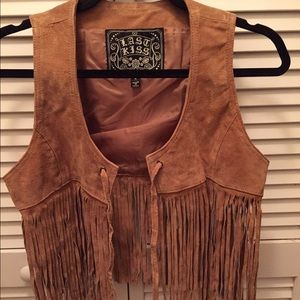 Tan suede fringed vest