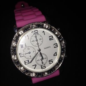 Pink crystal watch