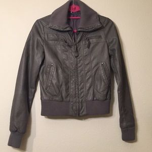 Sparkle & Fade Jackets & Coats - Gray Bomber Style Faux Leather Jacket, size XS Sparkle & Fade Jackets & Coats - Gray Bomber Style Faux Leather Jacket, size XS
