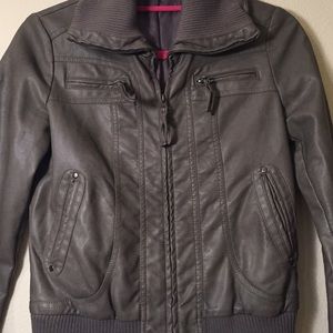 Sparkle & Fade Jackets & Coats - Gray Bomber Style Faux Leather Jacket, size XS Sparkle & Fade Jackets & Coats - Gray Bomber Style Faux Leather Jacket, size XS