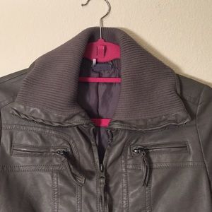 Sparkle & Fade Jackets & Coats - Gray Bomber Style Faux Leather Jacket, size XS Sparkle & Fade Jackets & Coats - Gray Bomber Style Faux Leather Jacket, size XS