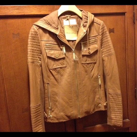 NWT Michael Kors Tan Butter Soft Leather Jacket - Picture 3 of 4