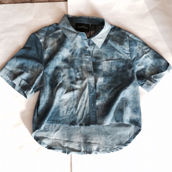 MINK PINK X Christina Perri denim button up crop