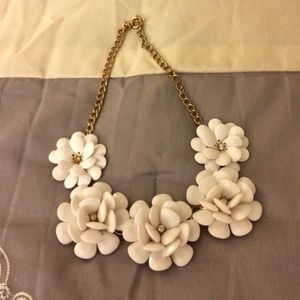 Chunky White Flower Statement Necklace