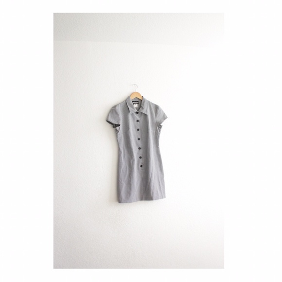 B&W check gingham fitted mini 90's dress small