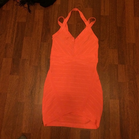 Neon coral bandage dress - Picture 1 of 1