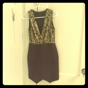 Form Fitting Plum & Gold Dress