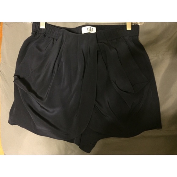 Tibi navy draped shorts