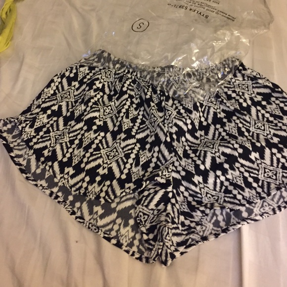 Black and white tribal print shorts
