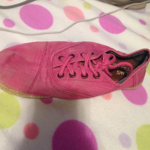 Pink lace up toms