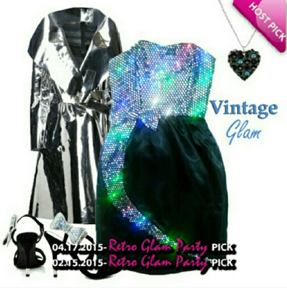 SOLD HP x 2 Vintage Sequin Dress-Mike Benet - Picture 3 of 4