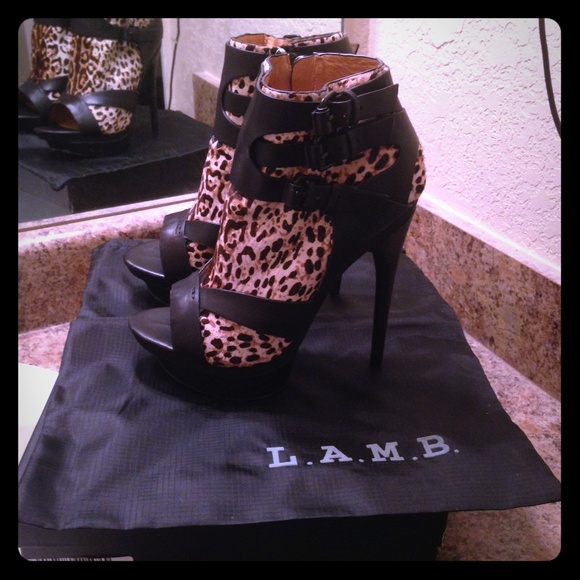 REDUCED L.A.M.B. calf hair n leather booties