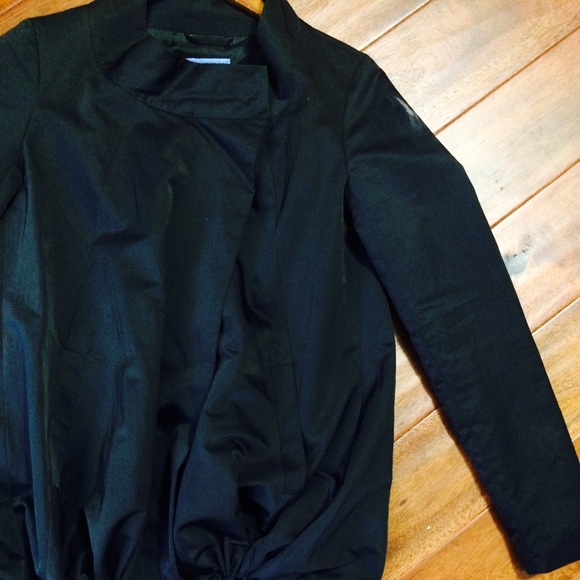 Black Nylon High low Jacket