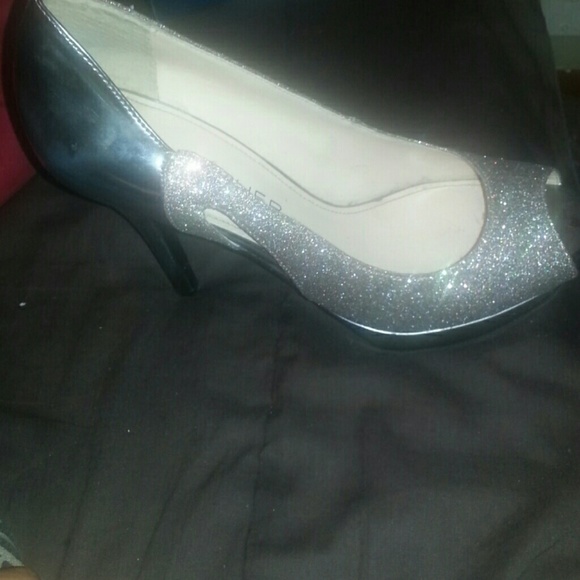 Sparkly silver heels