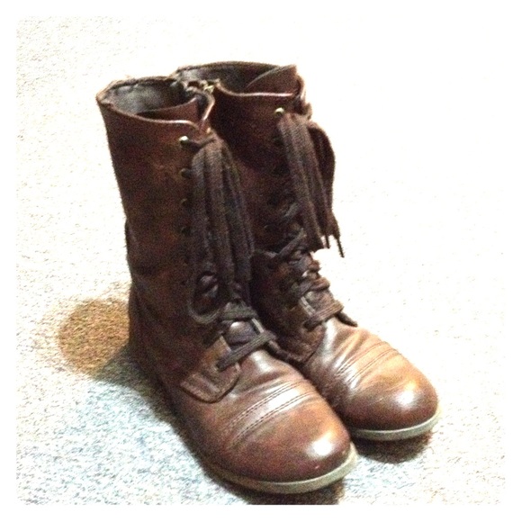 Dark brown combat boots