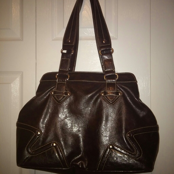 Brown leather handbag