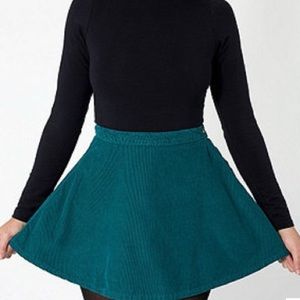 american apparel teal corduroy circle skirt